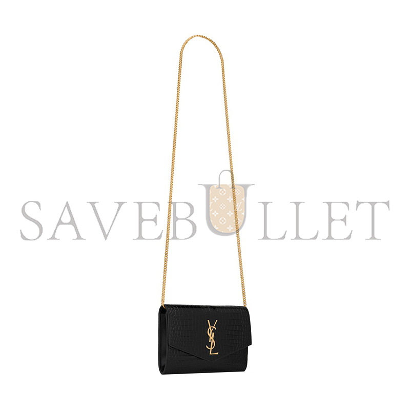 Y*L uptown chain wallet in shiny crocodile-embossed leather 607788dnd1j1000 (19*12*3cm)